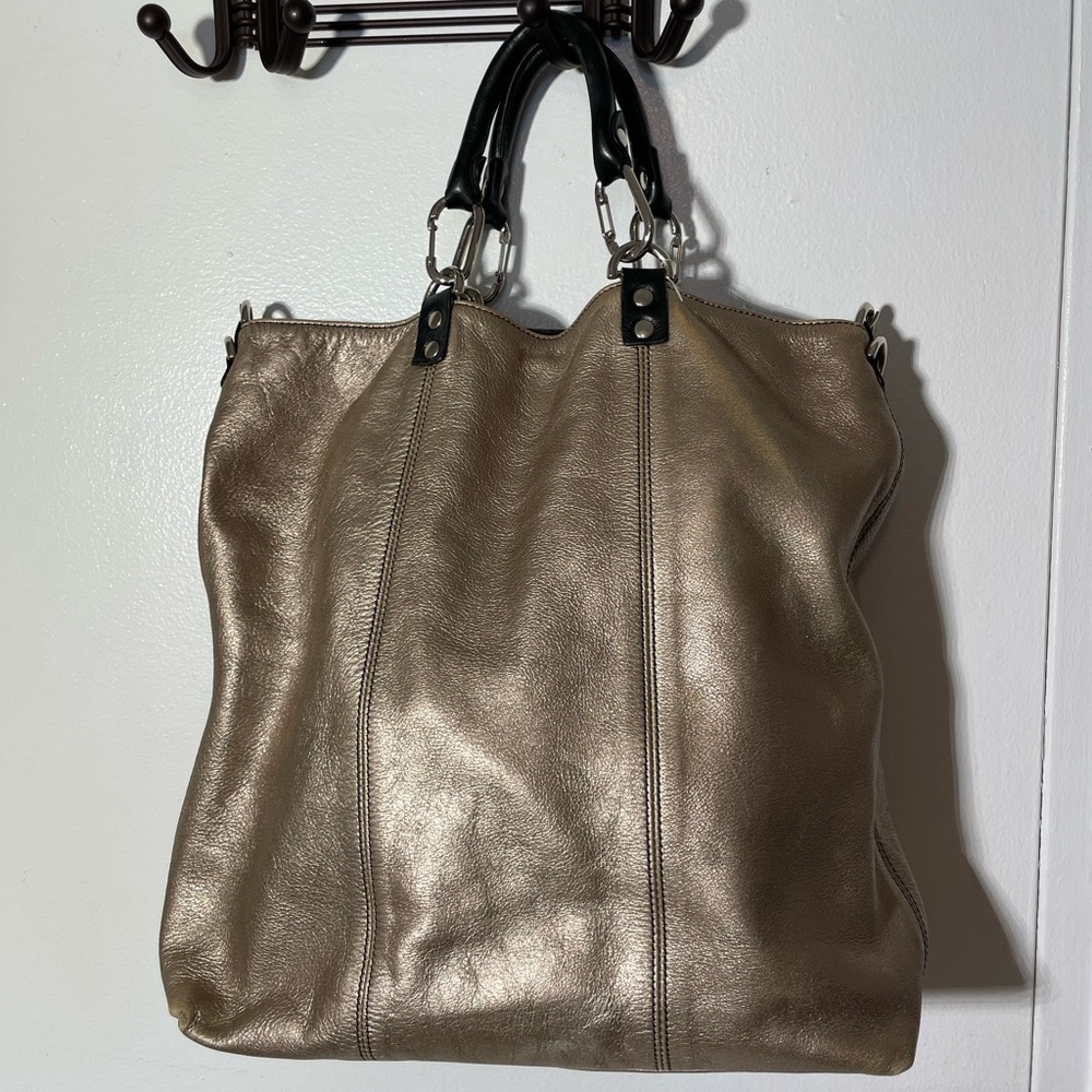 PLINIO VISONA metallic Gold 100% leather tote